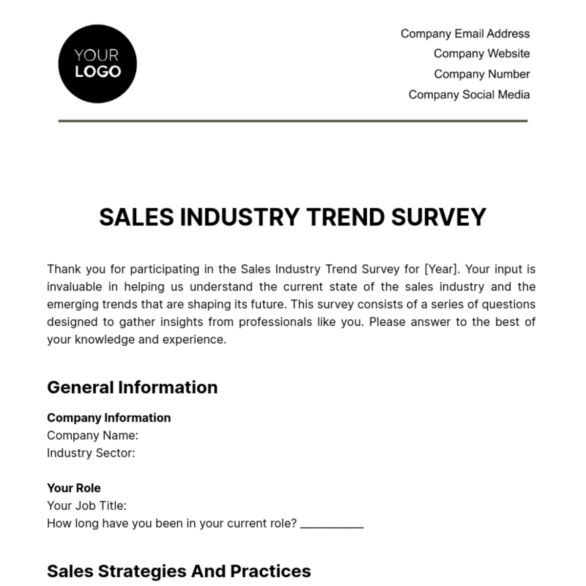 Sales Industry Trend Survey Template - Edit Online & Download