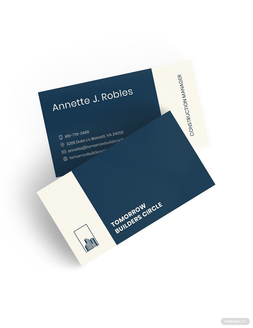 Modern Construction Manager Business Card Template