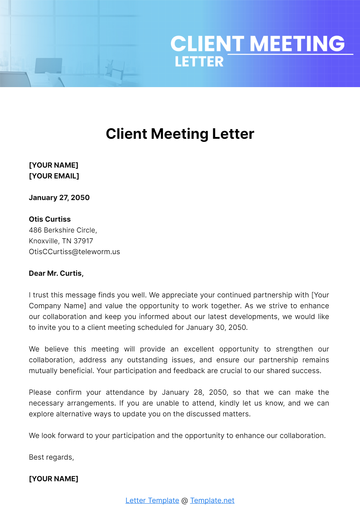 Client Meeting Letter Template