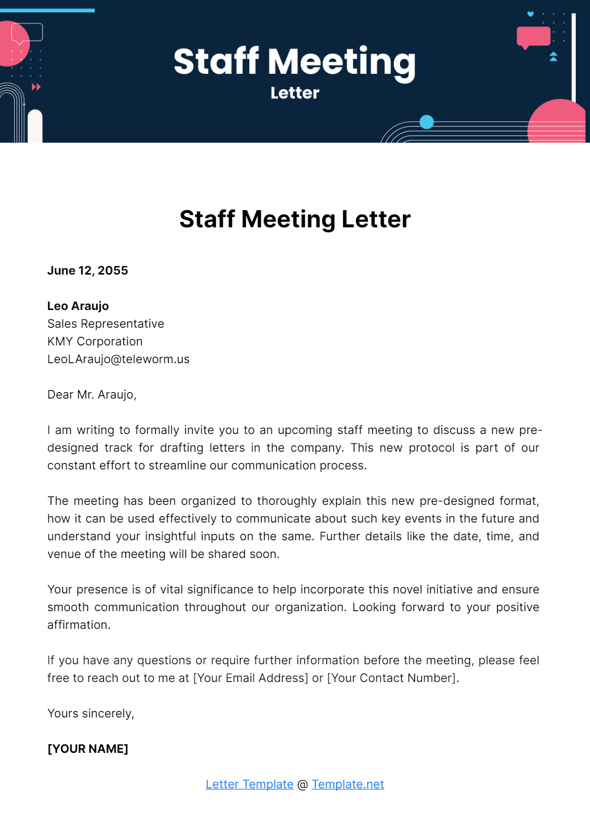 Staff Meeting Letter Template