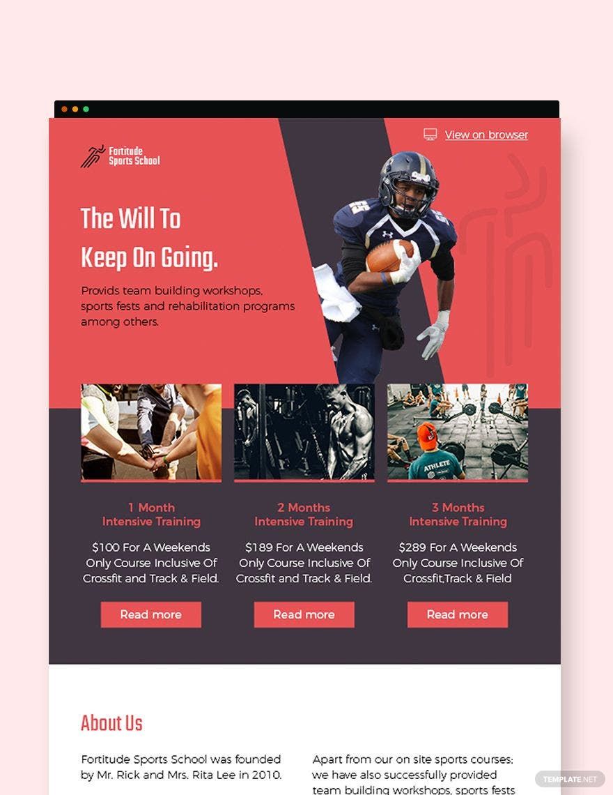 Sports Newsletter Template in PSD, Outlook, HTML5