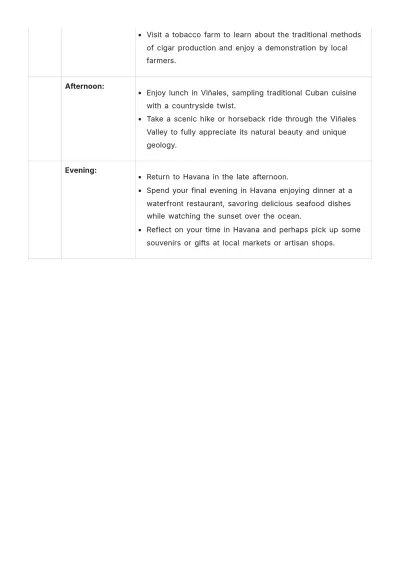 Free Havana Itinerary Template to Edit Online