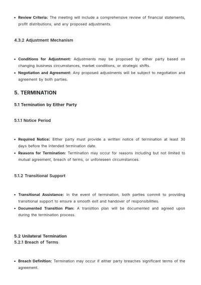 Free Startup Profit Sharing SLA Template to Edit Online