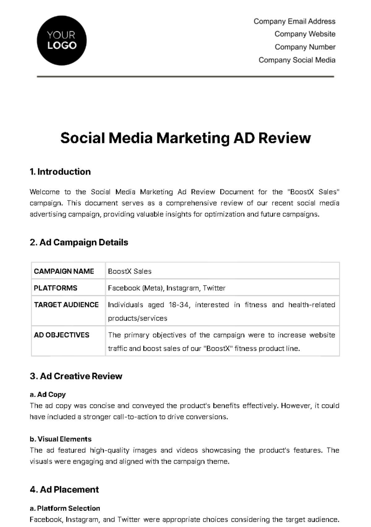 Social Media Marketing Ad Review Template - Edit Online & Download