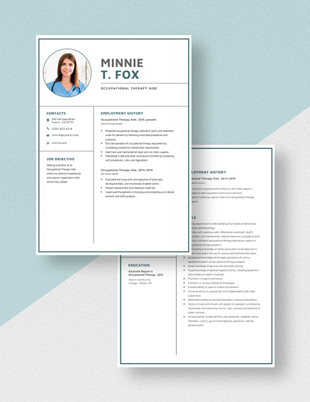 Occupational Therapy Aide Resume Download