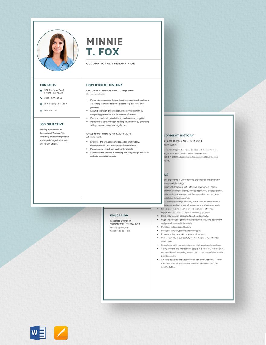 Occupational Therapy Aide Resume