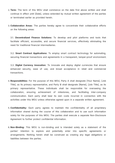 Free Startup Memorandum of Understanding (MOU) Template to Edit Online