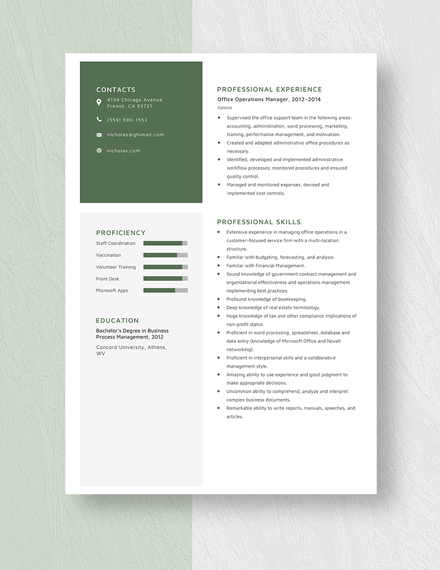 Office Operations Manager Resume Template