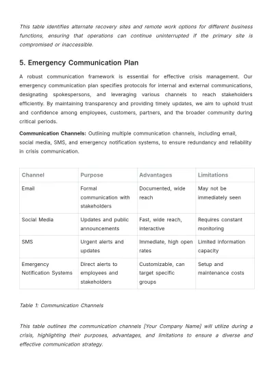 Free Startup Business Continuity Plan Template to Edit Online