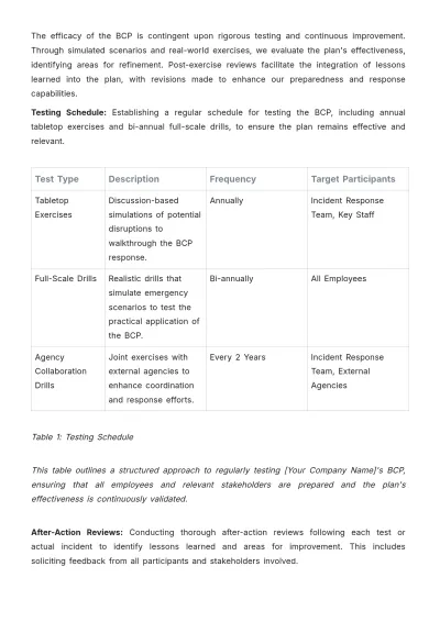 Free Startup Business Continuity Plan Template to Edit Online