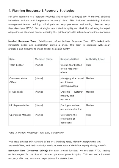 Free Startup Business Continuity Plan Template to Edit Online