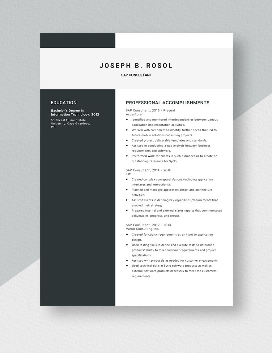 SAP Consultant Resume