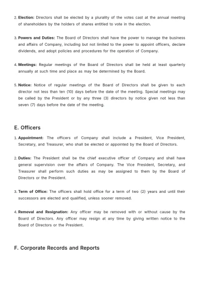 Free Startup Bylaws Template to Edit Online