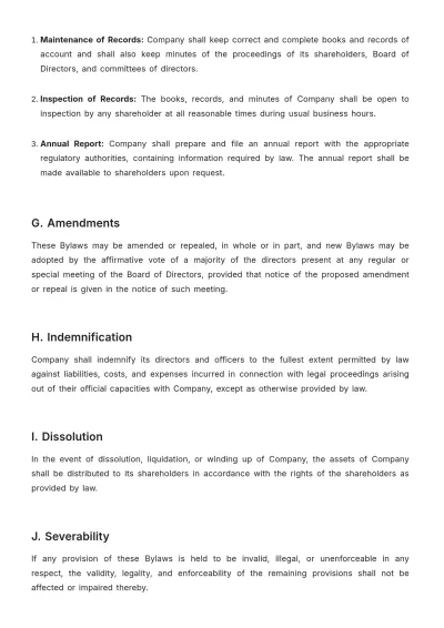 Free Startup Bylaws Template to Edit Online