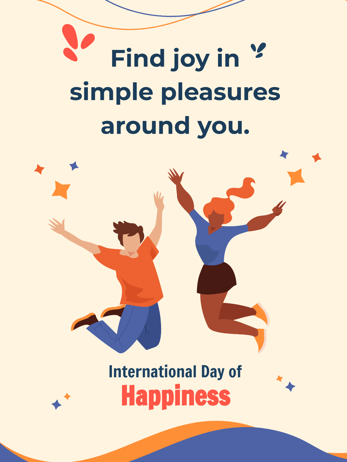 Free  International Day of Happiness Threads Post Template