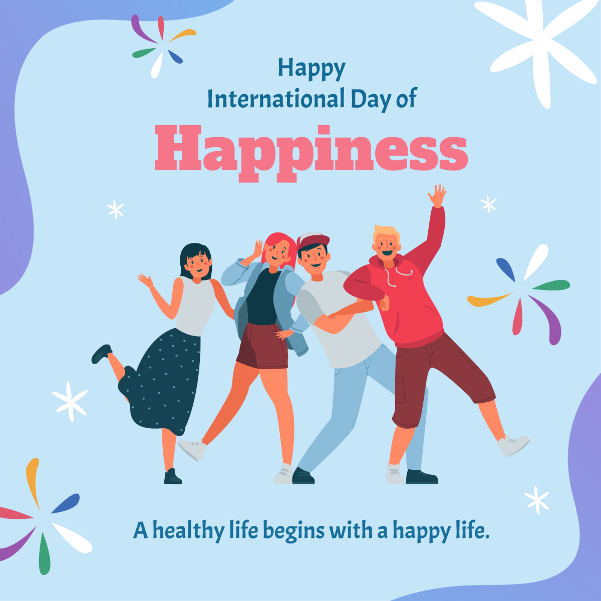  International Day of Happiness WhatsApp Post Template