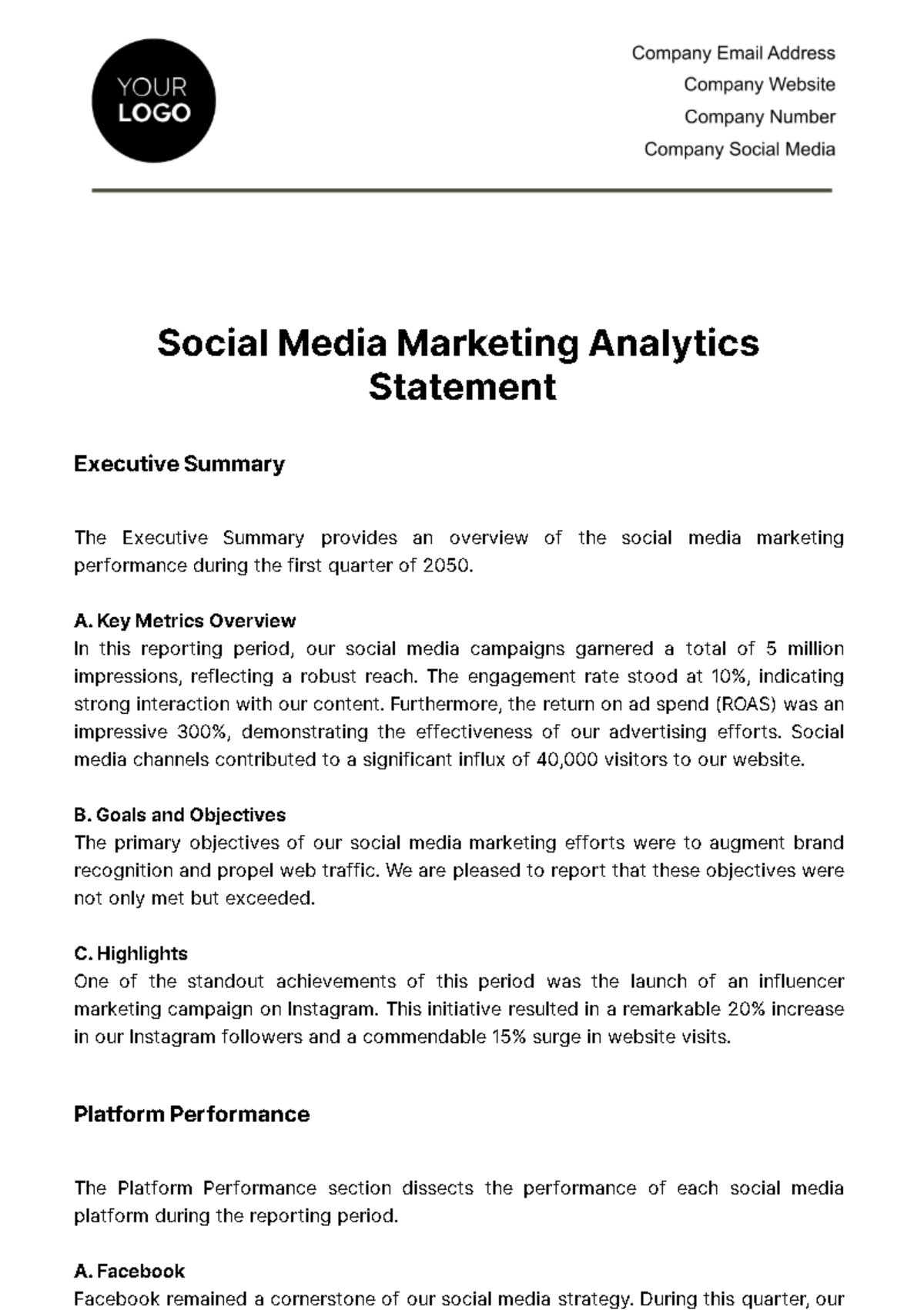 Free Social Media Marketing Analytics Statement Template