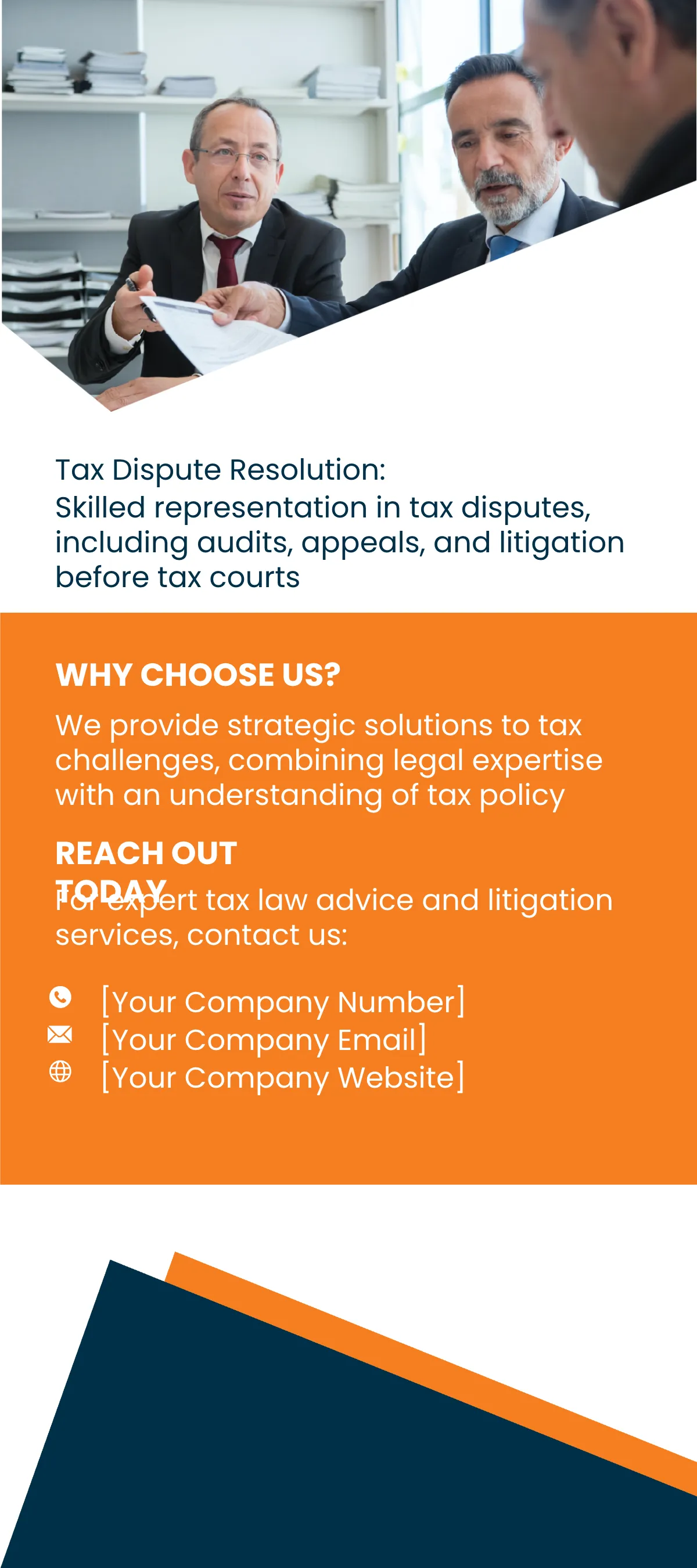 Free Tax Law and Litigation Services Rack Card Template to Edit Online