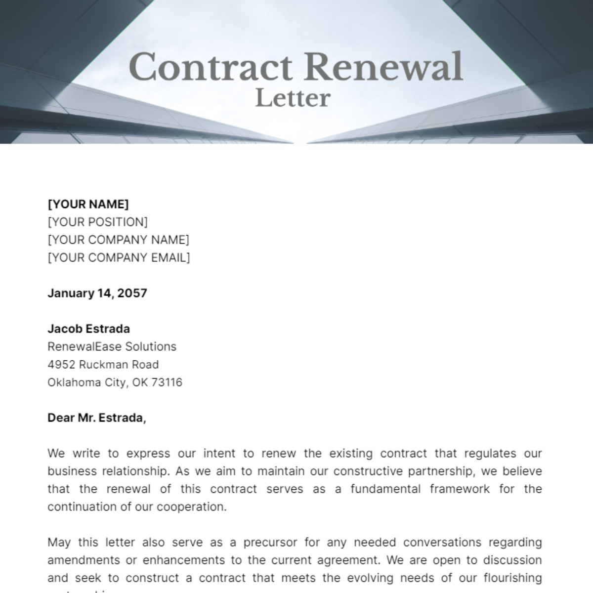 Contract Renewal Letter Template - Edit Online & Download Example ...