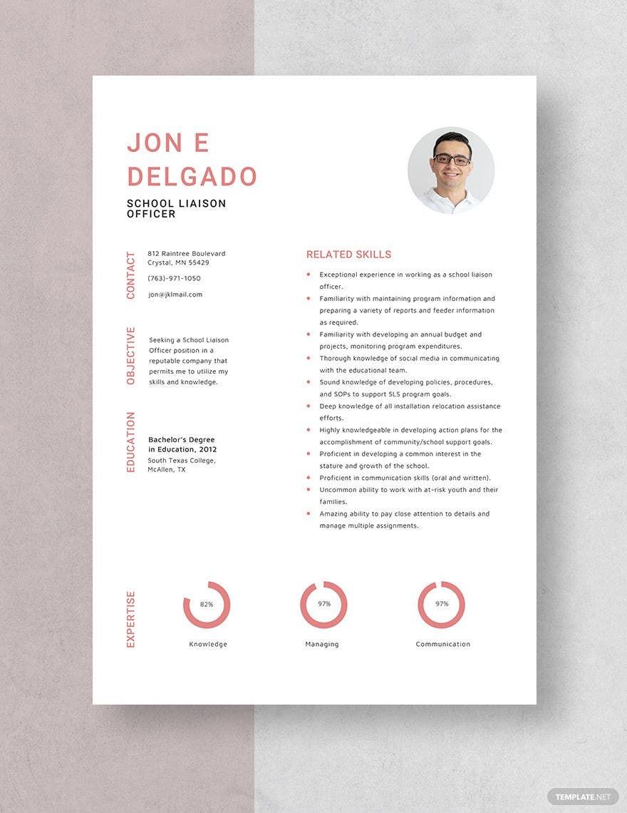 School Liaison Officer Resume Template