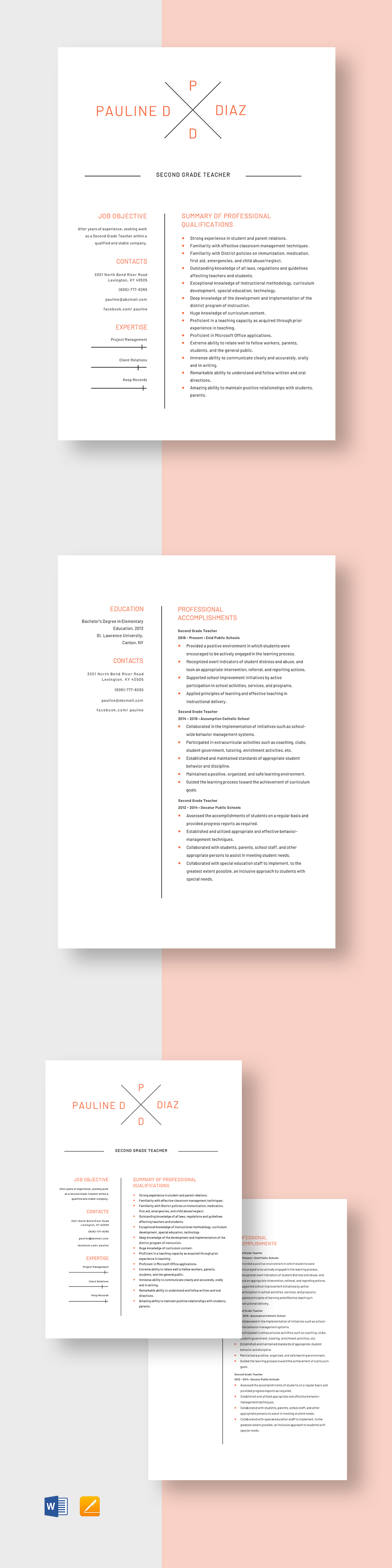 Grade Teacher Resume Templates 5+ Designs, Free Downloads