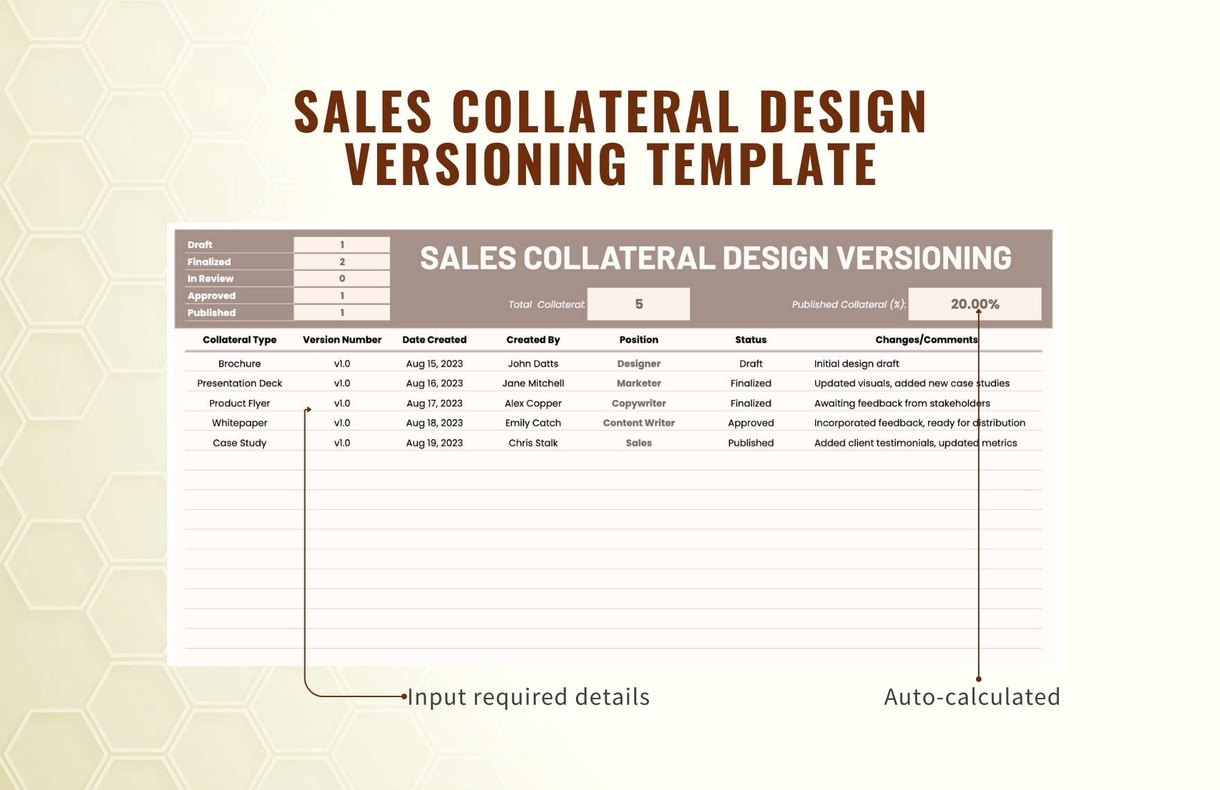 Sales Collateral Design Versioning Template