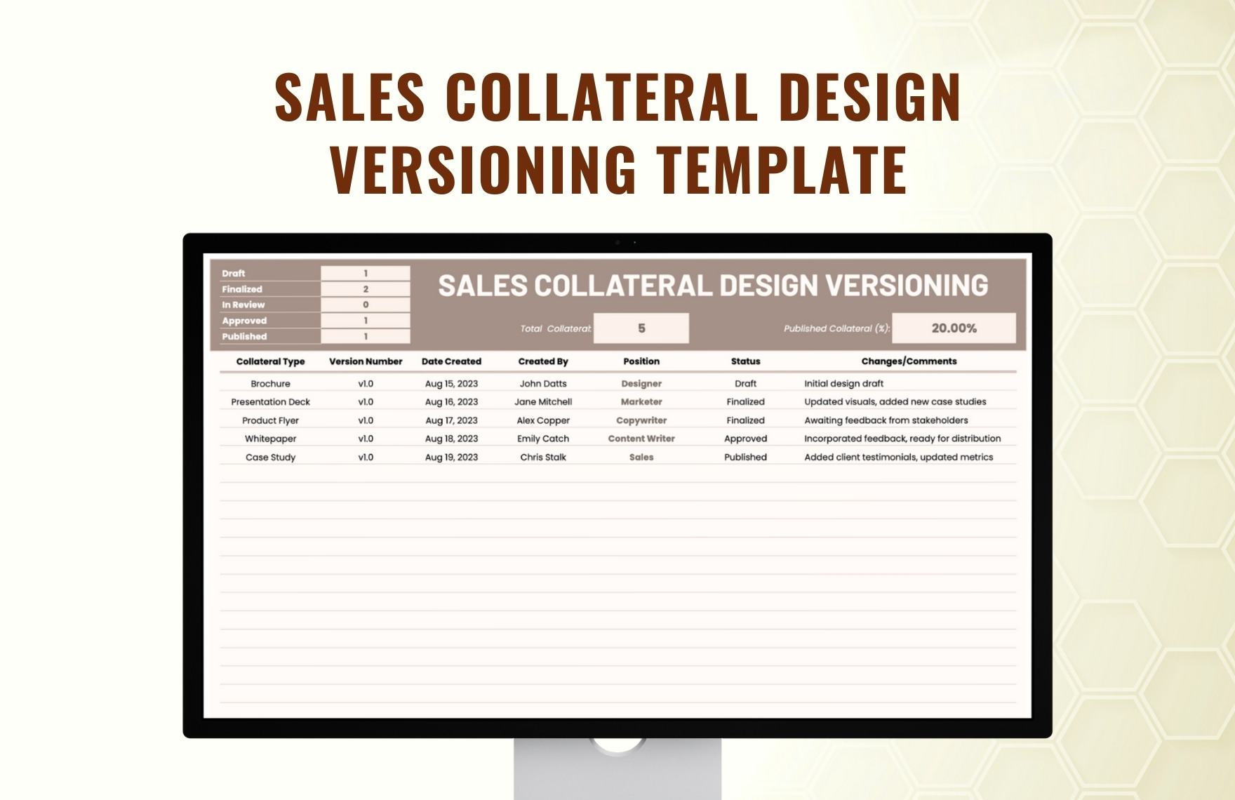 Sales Collateral Design Versioning Template