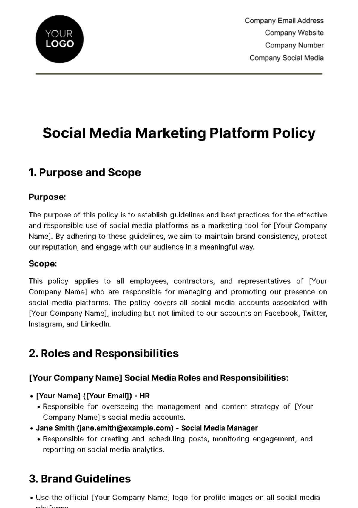 Free Social Media Marketing Platform Policy Template