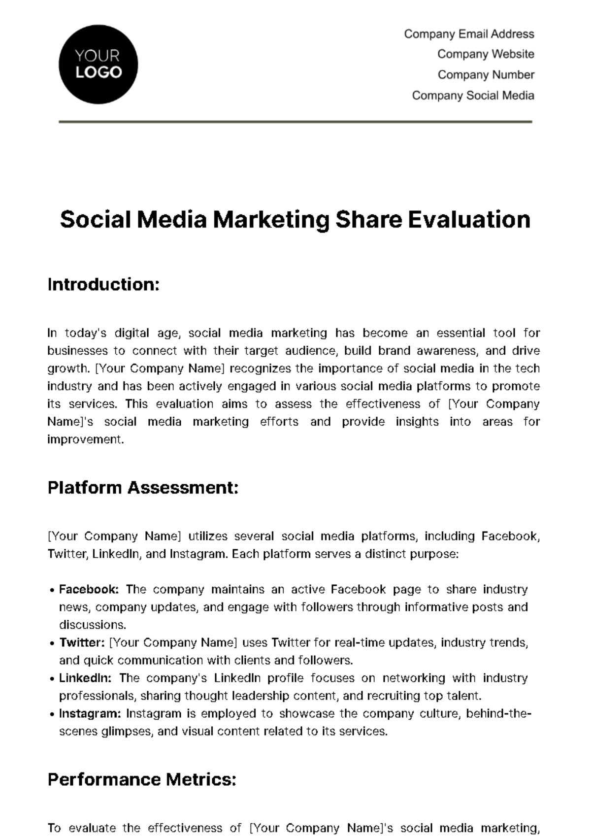 Social Media Marketing Share Evaluation Template - Edit Online & Download