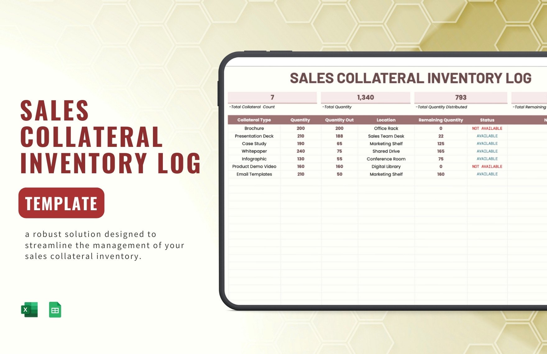 Sales Collateral Inventory Log Template