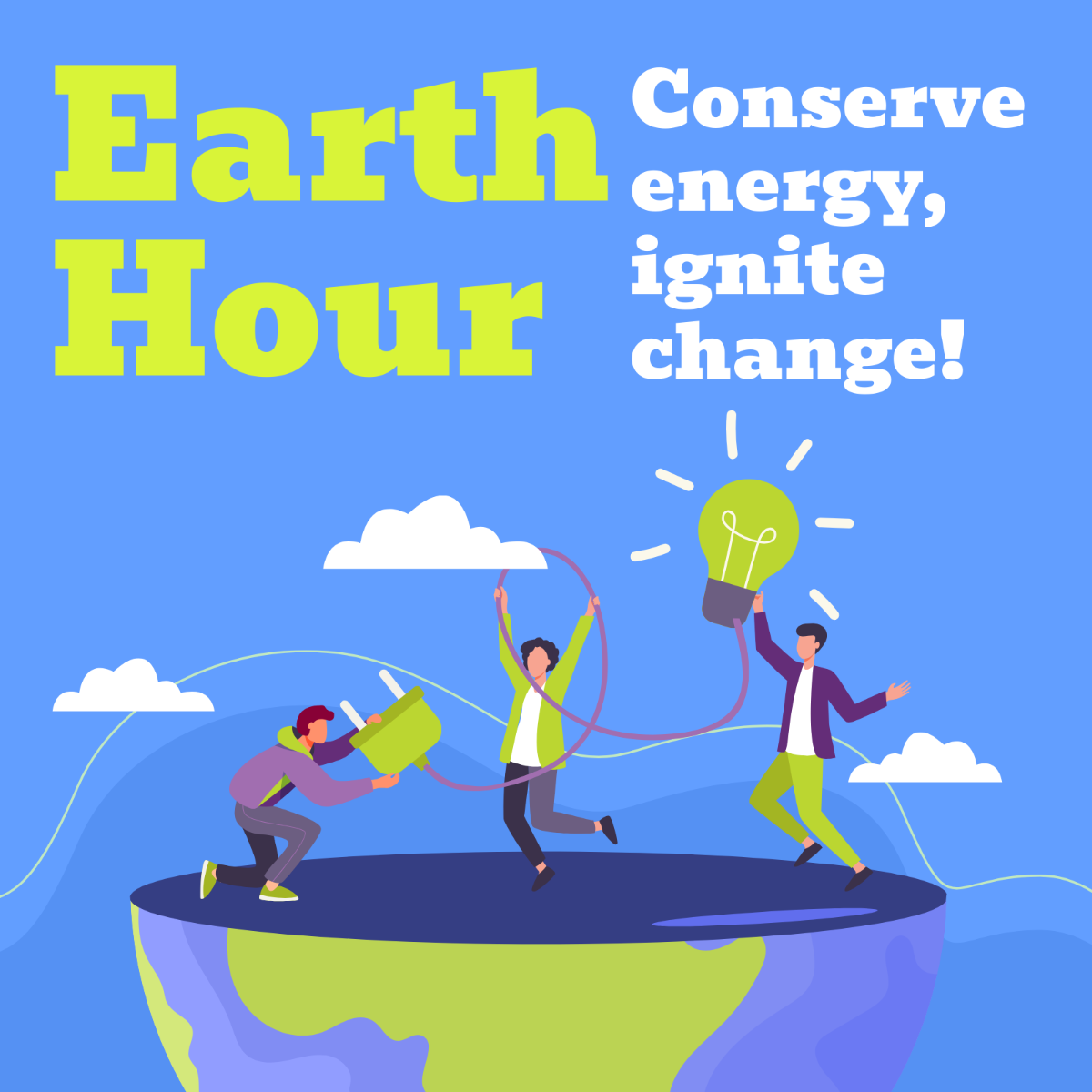 Free  Earth Hour WhatsApp Post Template