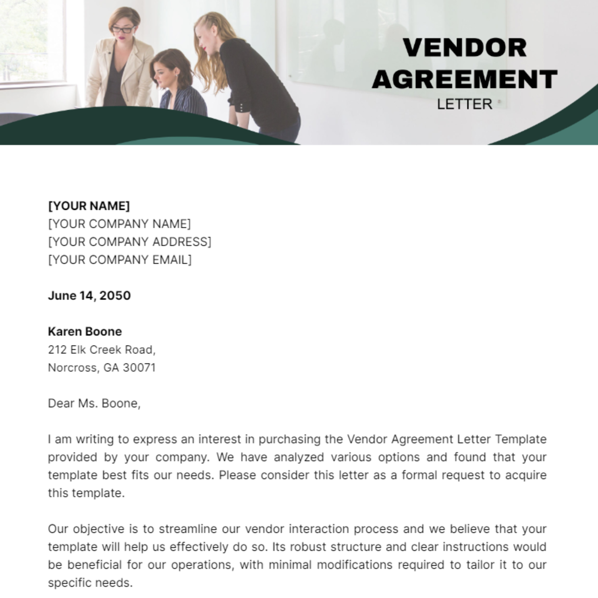 Vendor Agreement Letter Template - Edit Online & Download