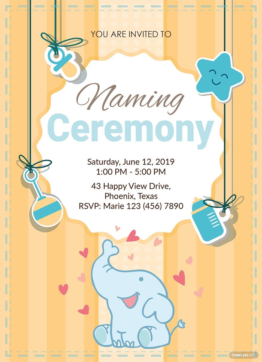 Elegant Naming Ceremony Invitation Template in Pages, PSD, Word, Publisher, Illustrator - Download | Template.net