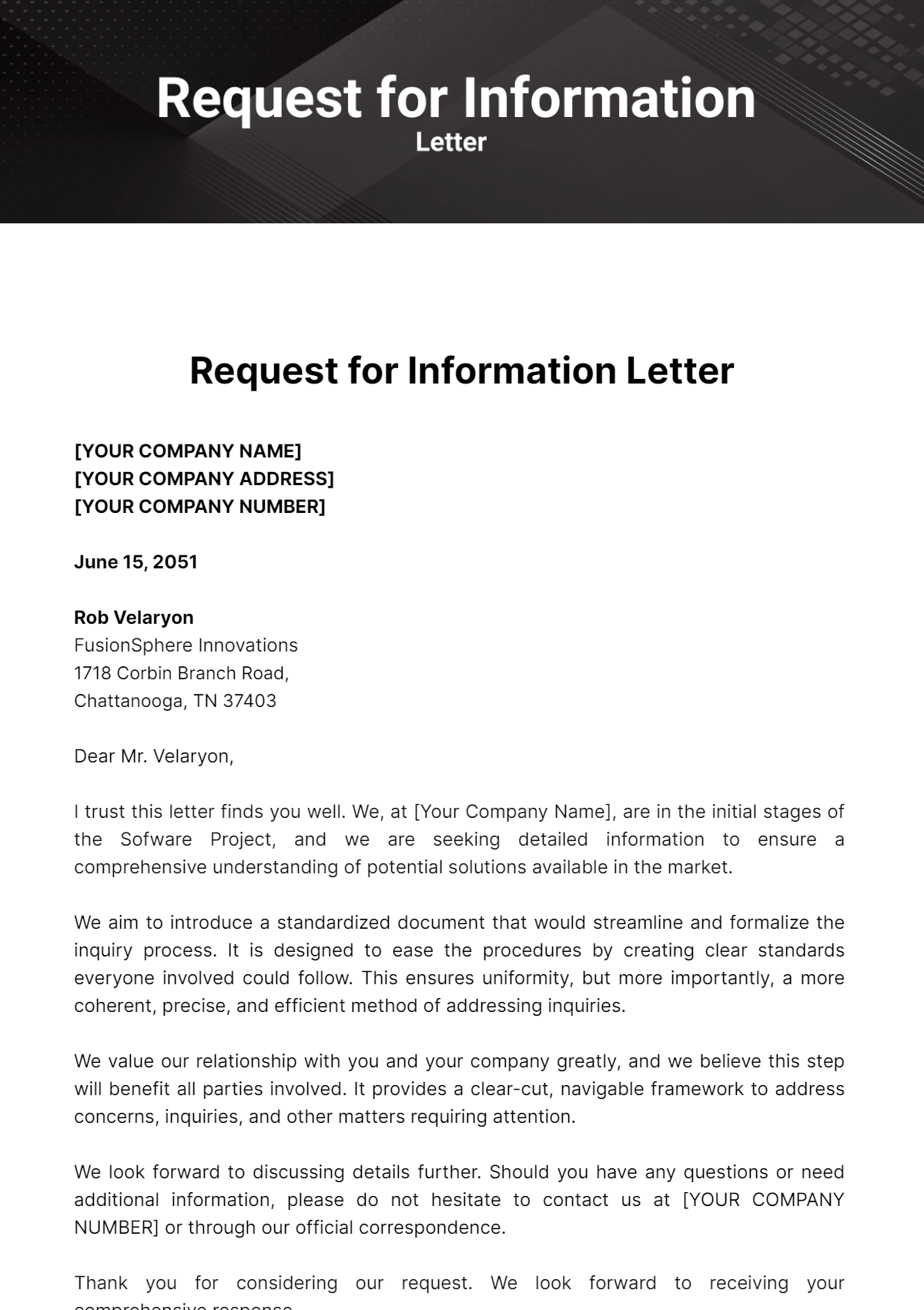 Free Request for Information Letter Template
