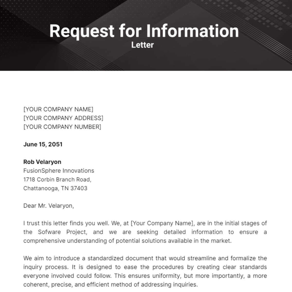 Request for Information Letter Template