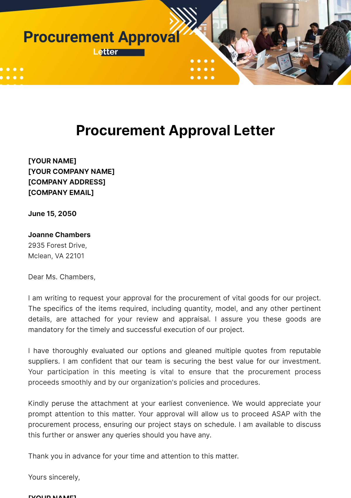 Procurement Approval Letter Template - Edit Online & Download