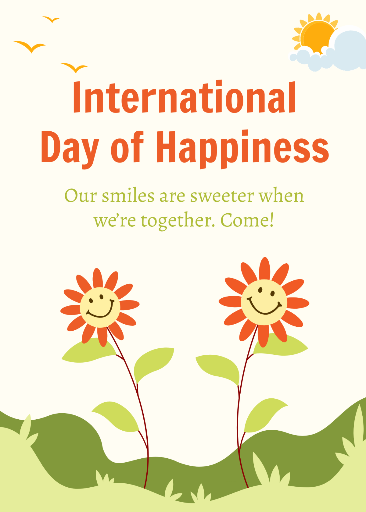 International Day of Happiness Invitation Card Template