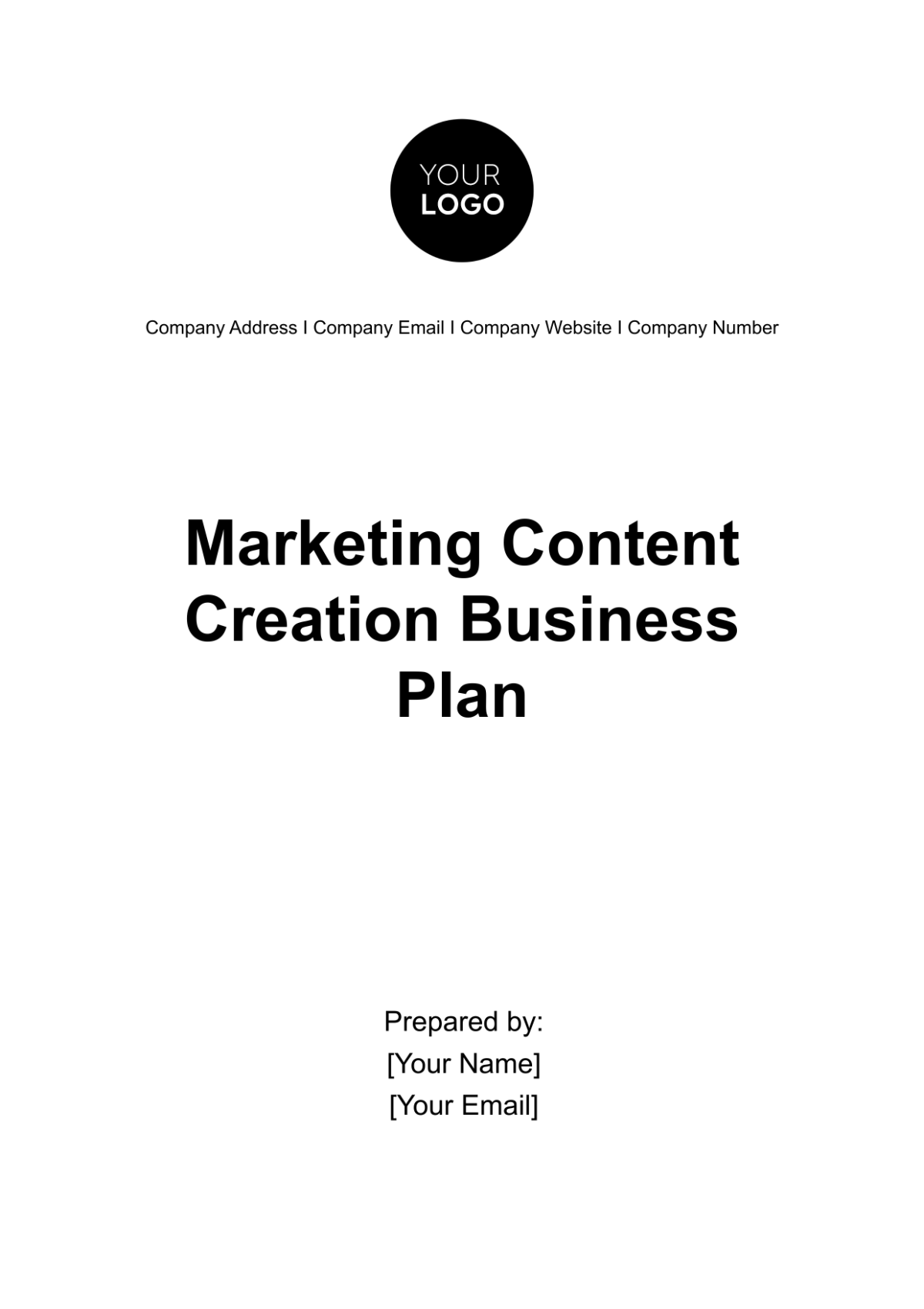 Free Marketing Content Creation Business Plan Template