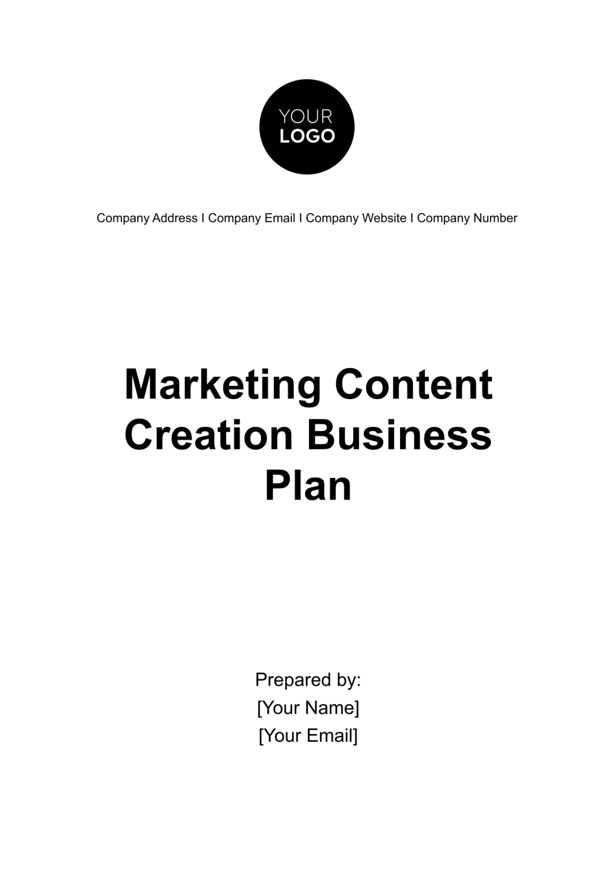 Marketing Content Creation Business Plan Template - Edit Online & Download