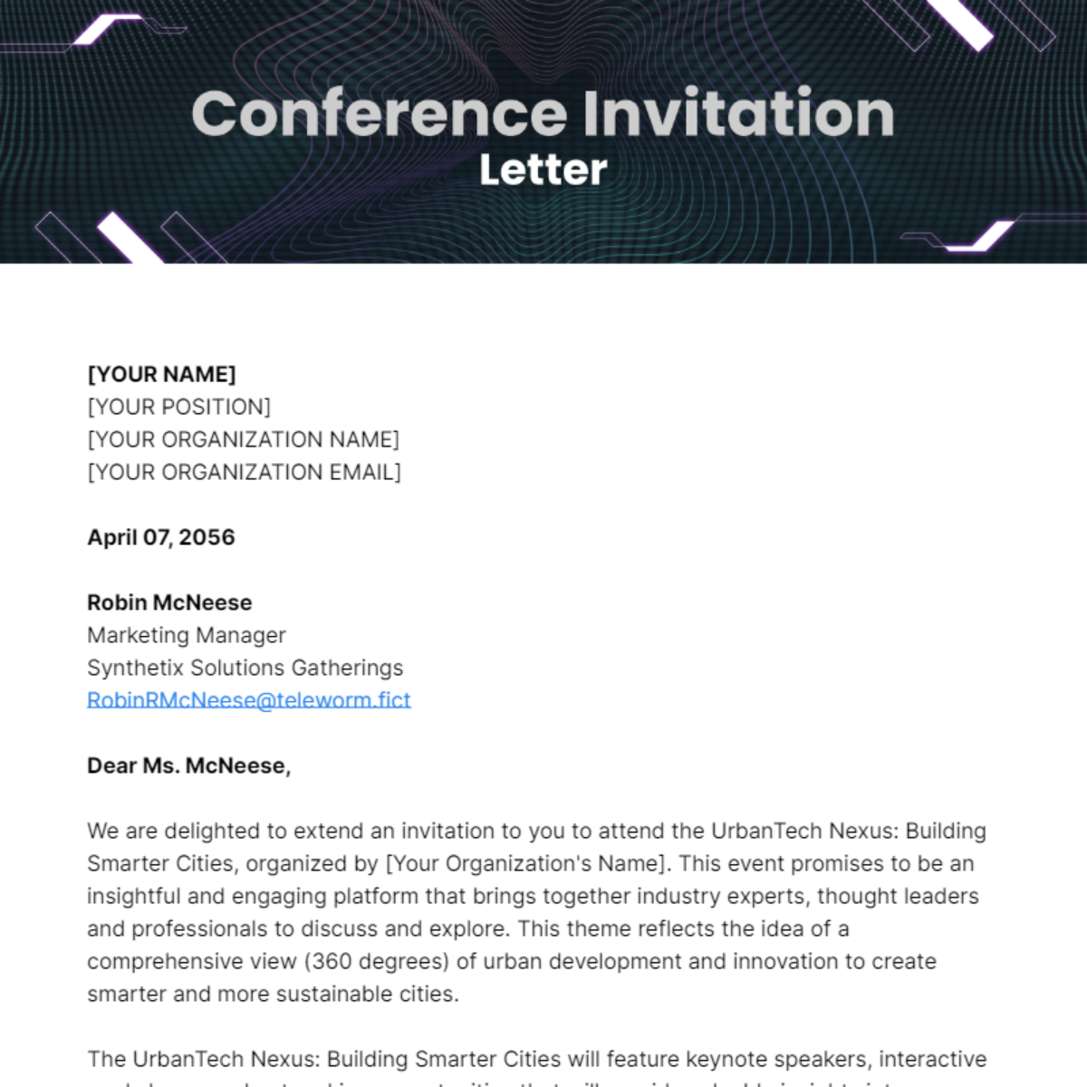 Conference Invitation Letter Template