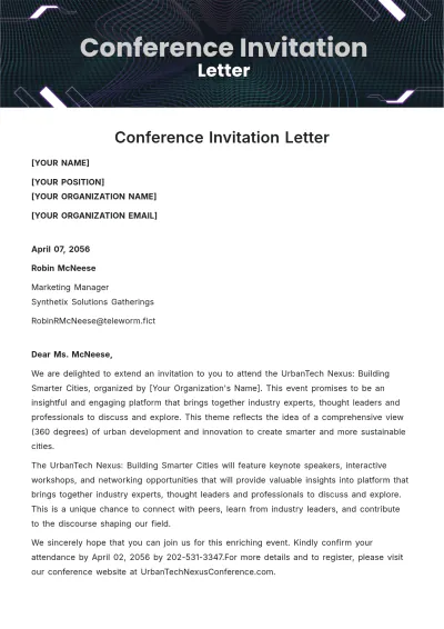 Free Conference Invitation Letter Template to Edit Online