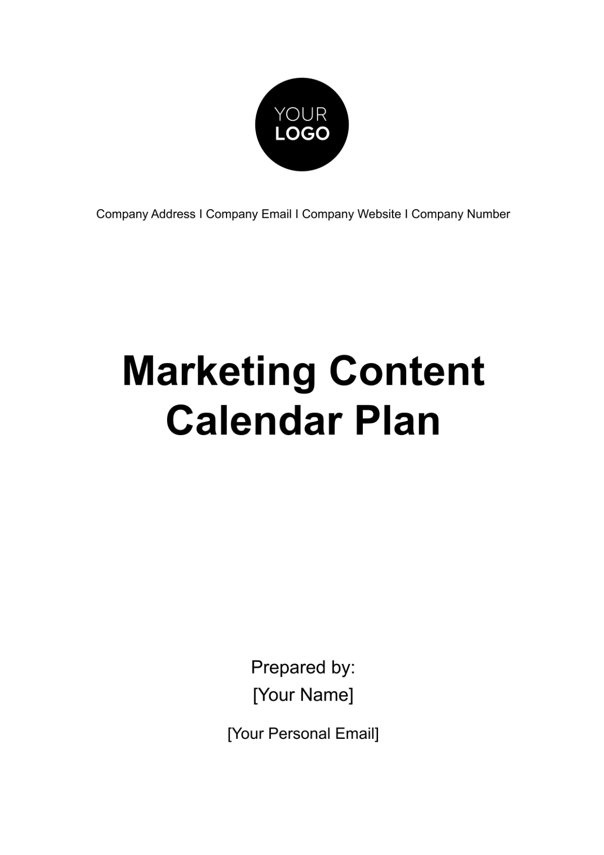 Free Marketing Content Calendar Plan Template