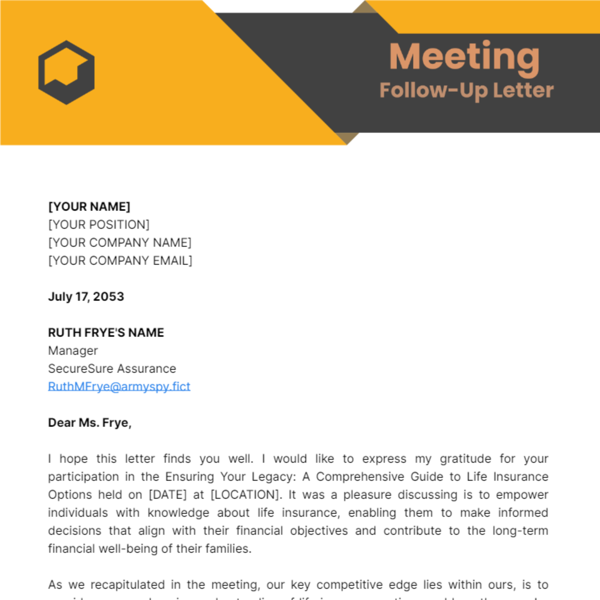 Meeting Follow-Up Letter Template