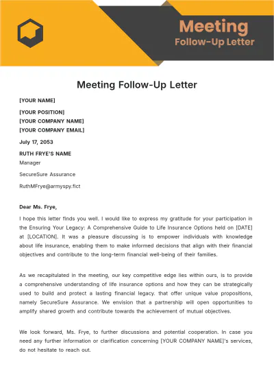 Free Meeting Follow-Up Letter Template to Edit Online