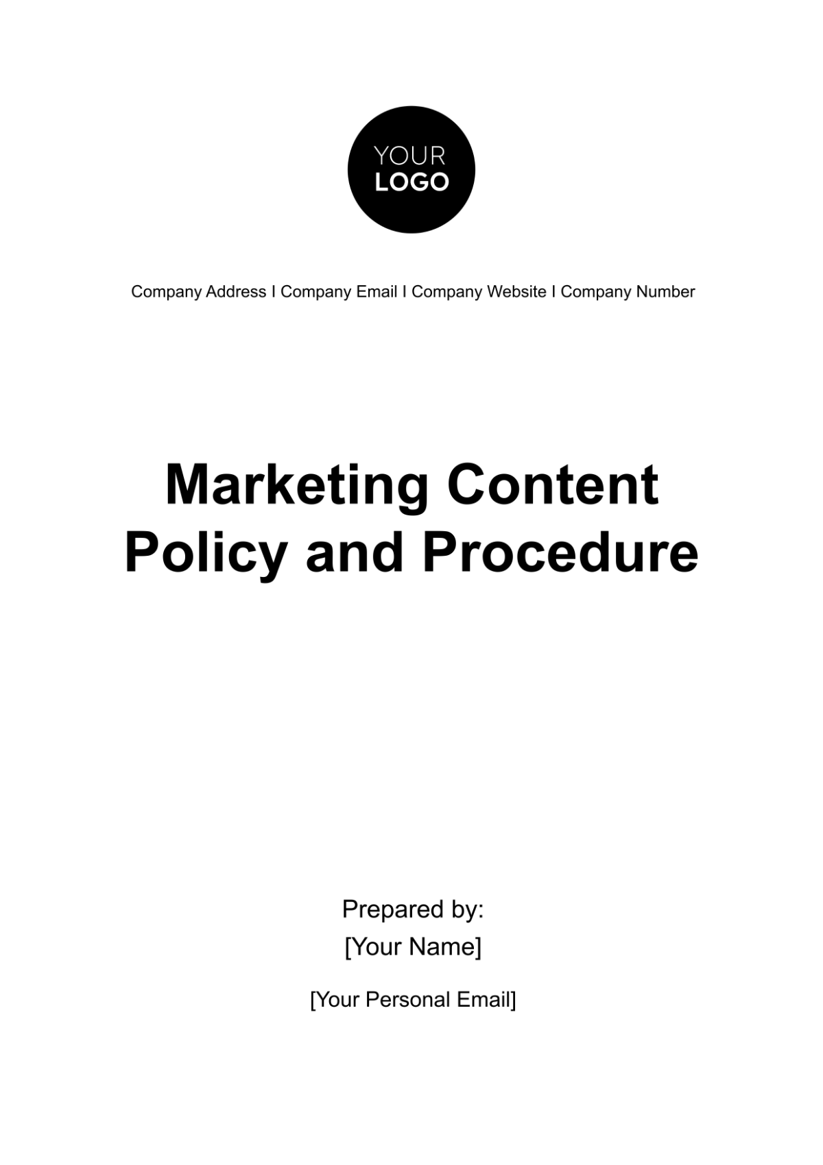 Marketing Content Policy & Procedure Template