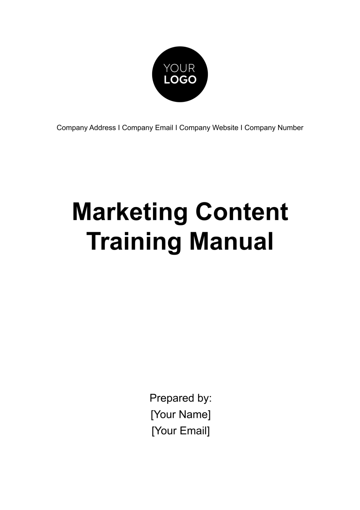 Marketing Content Training Manual Template