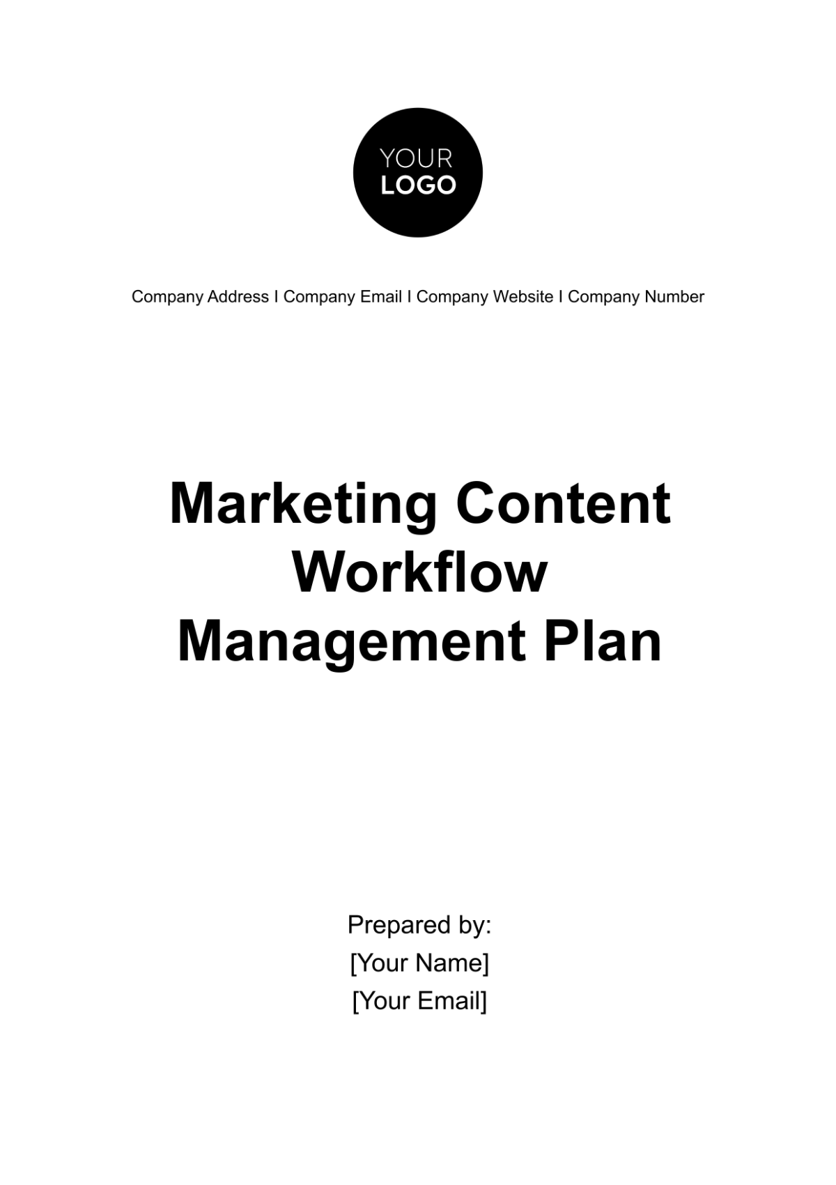 Free Marketing Content Workflow Management Plan Template