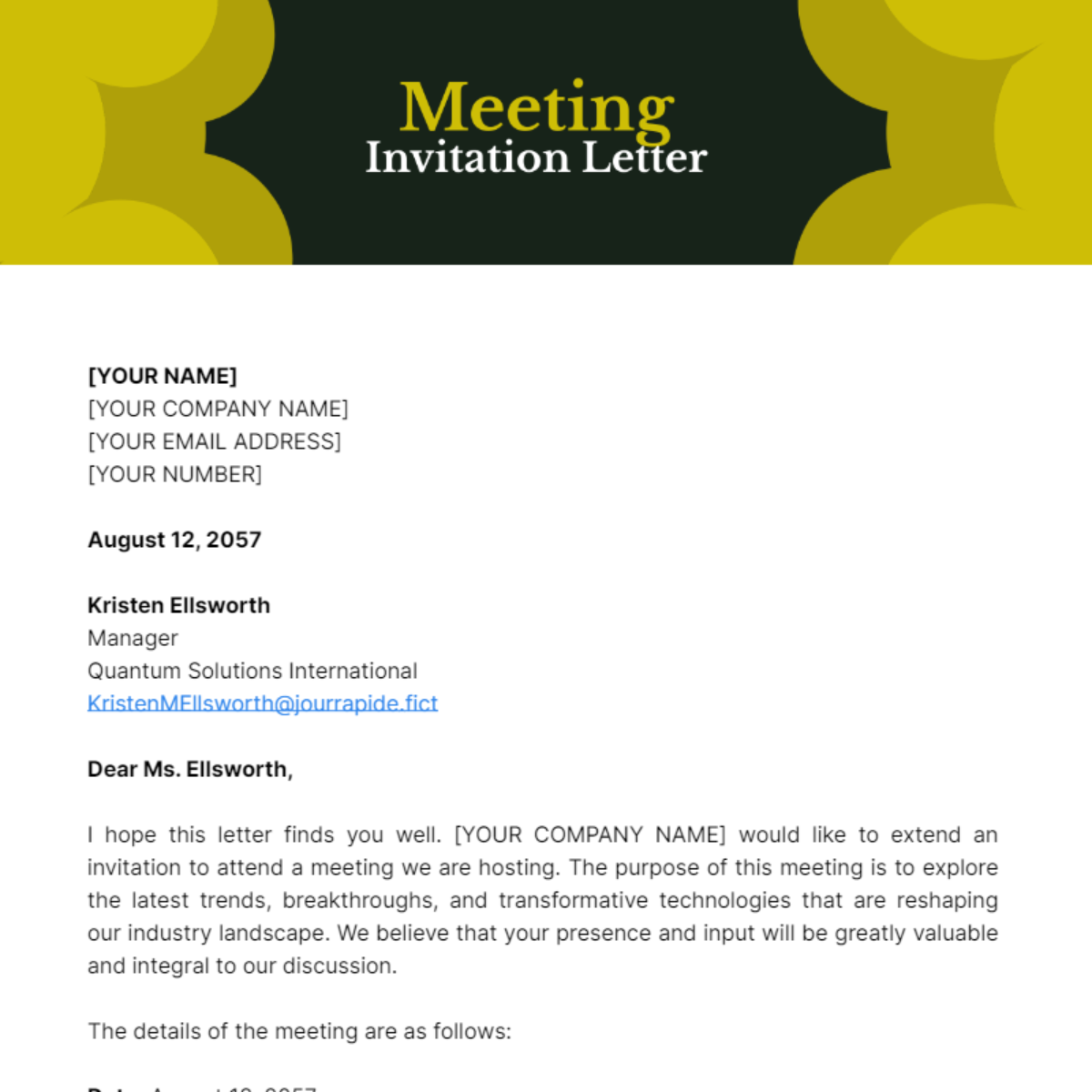 Meeting Invitation Letter Template