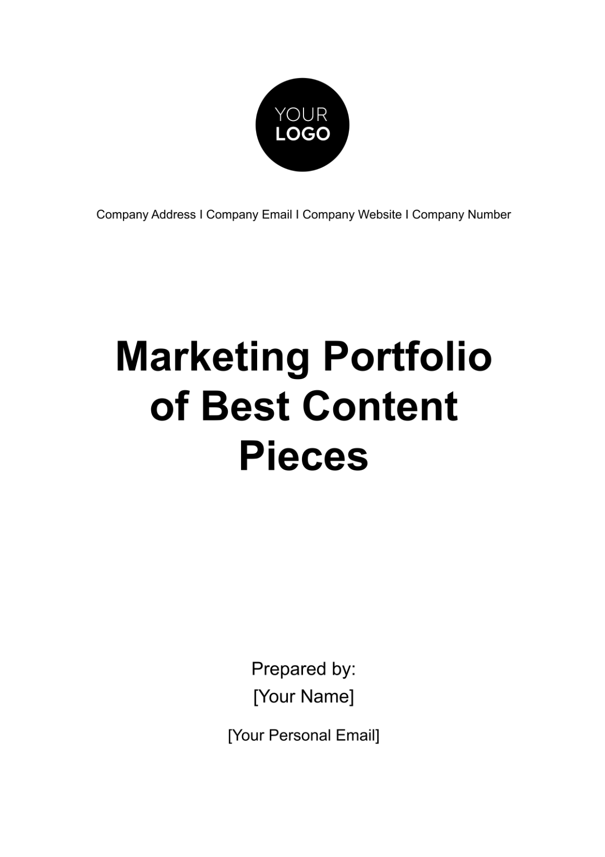 Marketing Portfolio of Best Content Pieces Template