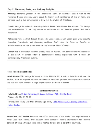 Free 2 Day Seville Itinerary Template to Edit Online